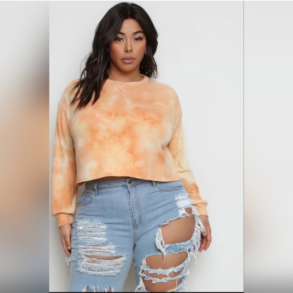 Chill Tie Dye Cropped Sweatshirt Orange/combo FASHION Nova